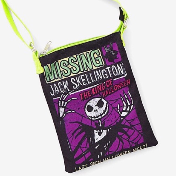 DISNEY THE NIGHTMARE BEFORE CHRISTMAS Jack Skellington Passport CROSSBODY BAG! - Picture 1 of 5